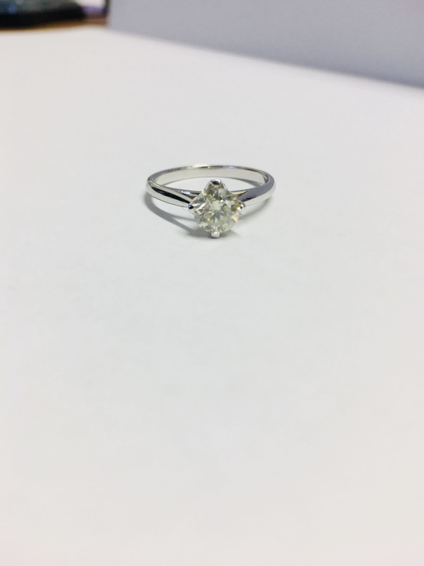 0.87ct Briliant cut diamond,J colour si2 clarity,Platinum setting,uk London hallmark,950,uk size K, - Image 4 of 4