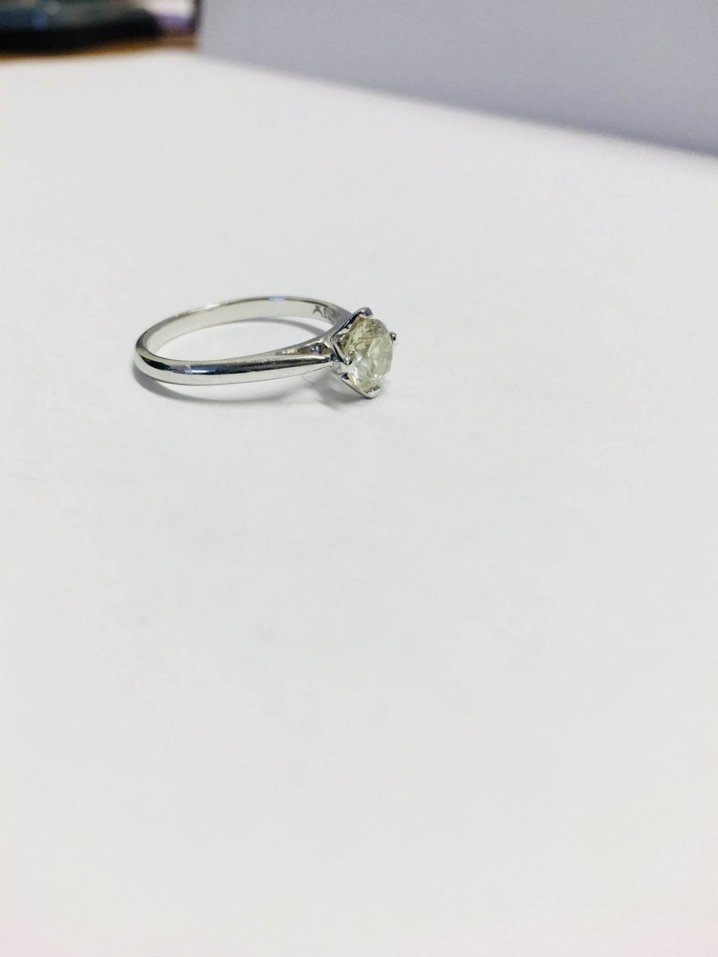 0.87ct Briliant cut diamond,J colour si2 clarity,Platinum setting,uk London hallmark,950,uk size K, - Image 3 of 4