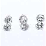 Set of 6 - 0.36 ct. Round Brilliant Diamonds UNTREATED