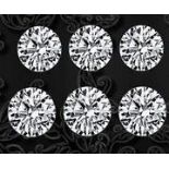 Set of 6 - 0.36 ct. Round Brilliant Diamonds UNTREATED