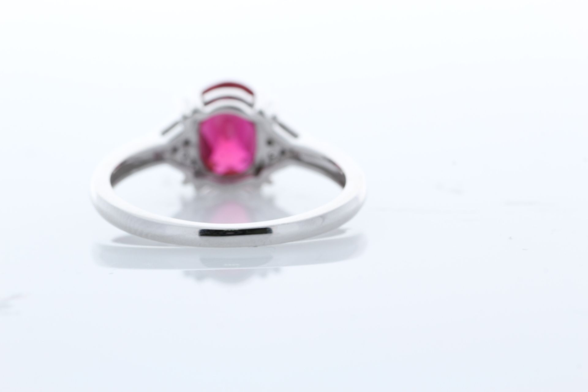 9ct White Gold Fancy Cluster Diamond And Created Ruby Ring - Image 3 of 5