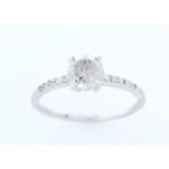 18ct White Gold Single Stone Prong Set With Stone Set Shoulders Diamond Ring (0.95) 1.05