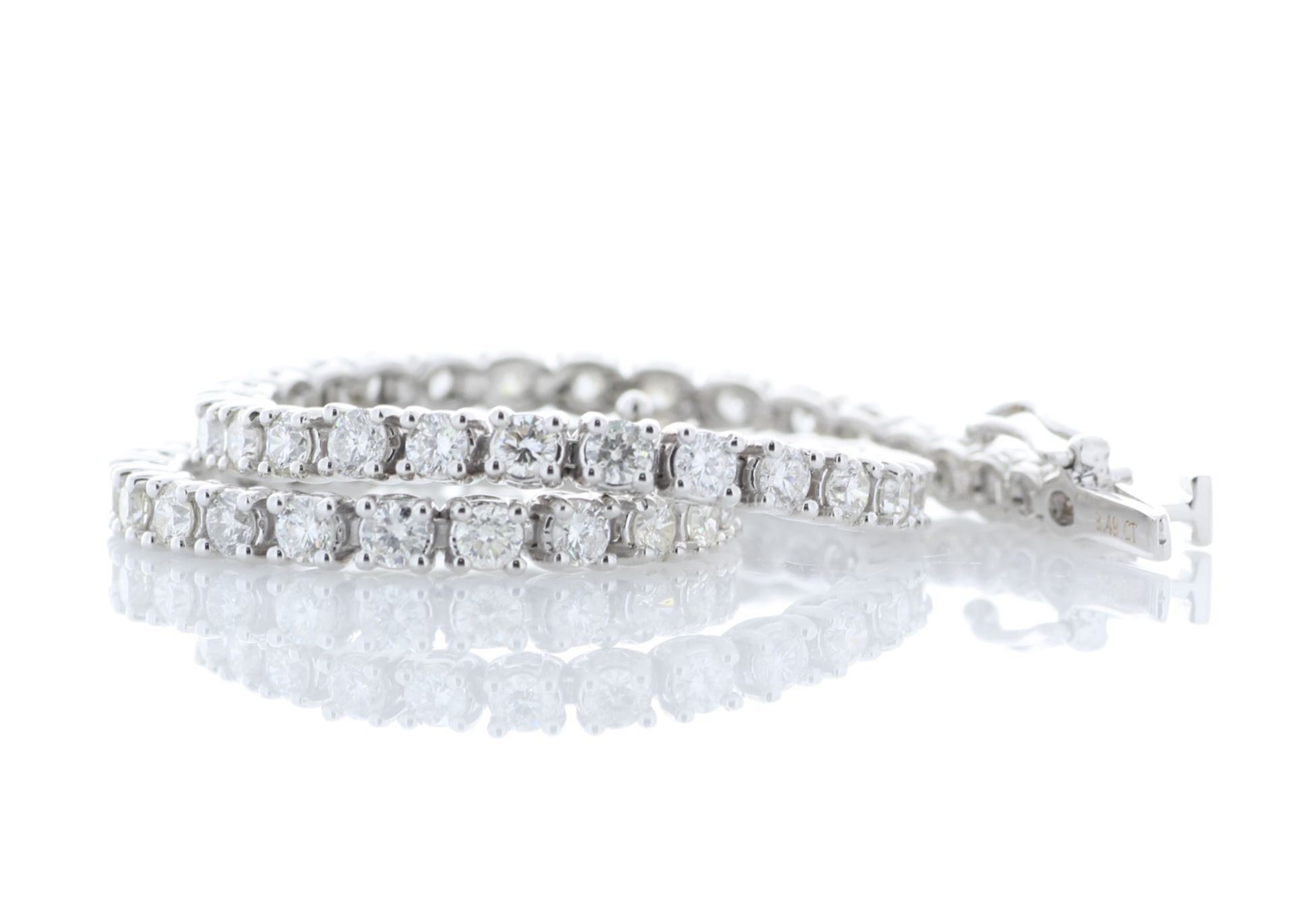 18ct White Gold Tennis Diamond Bracelet 3.49 - Image 6 of 7