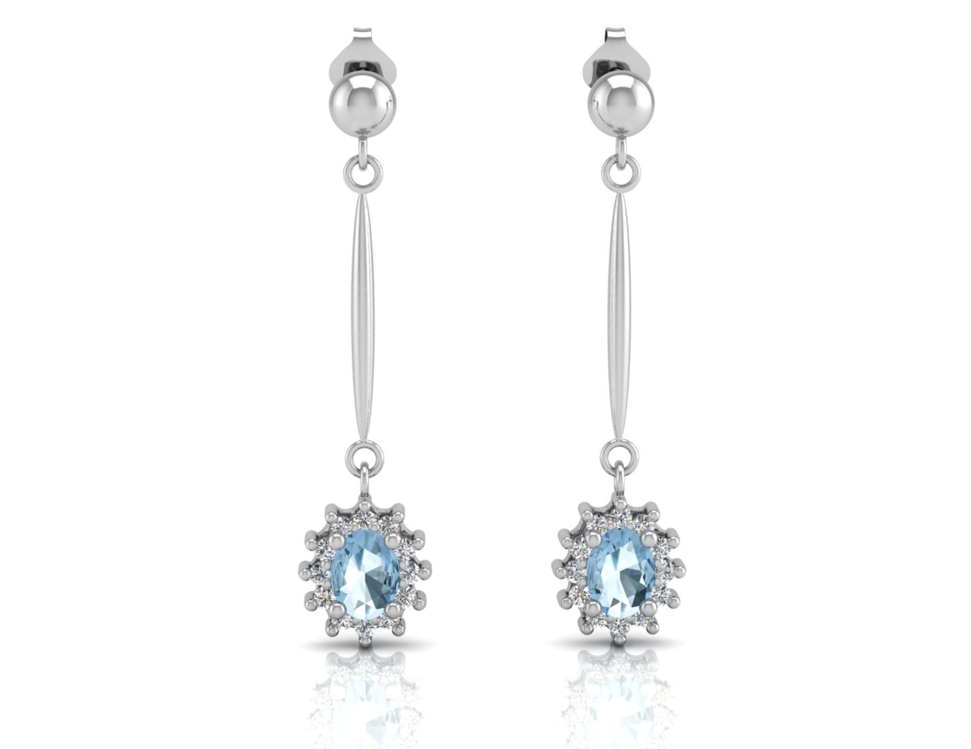 9ct White Gold Diamond And Blue Topaz Earring 0.12 - Image 3 of 4