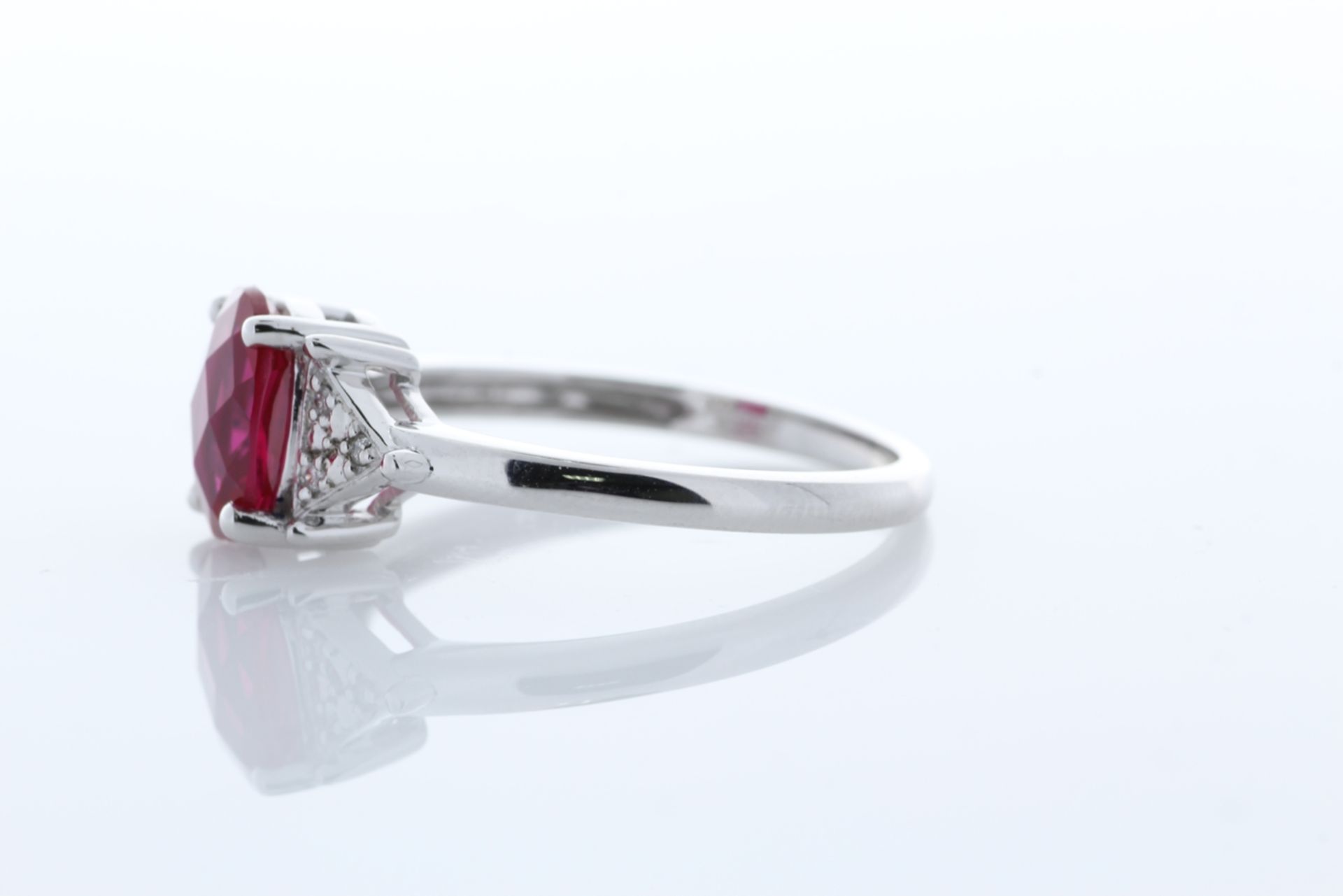 9ct White Gold Fancy Cluster Diamond And Created Ruby Ring - Image 2 of 5