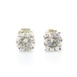 9ct White Gold Single Stone Claw Set Diamond Earring 1.00