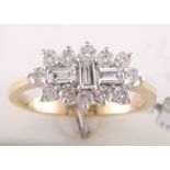 18ct Yellow Gold Boat Shape Diamond Cluster Ring 1.00