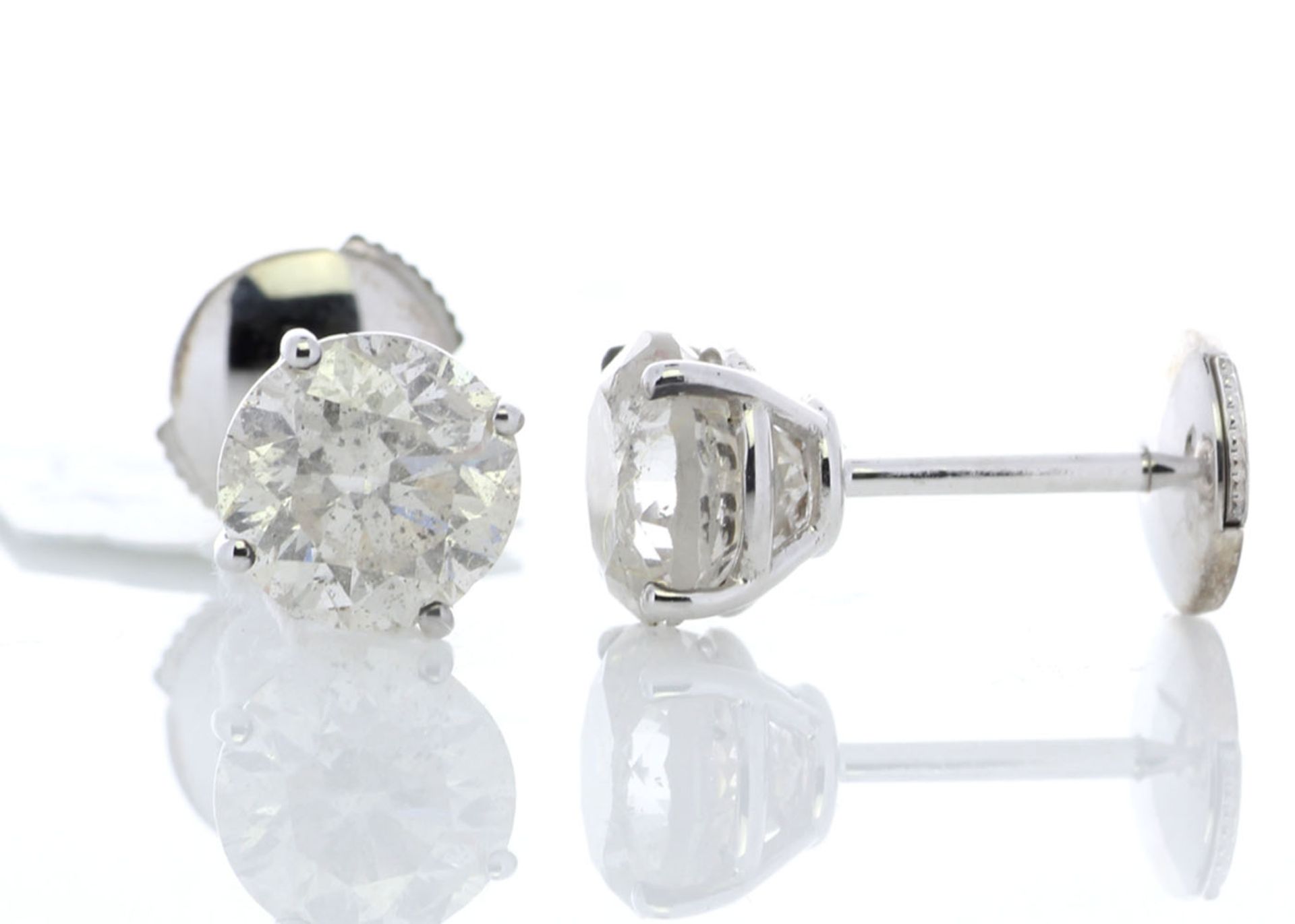 18ct White Gold Single Stone Claw Set Diamond Earring 3.49