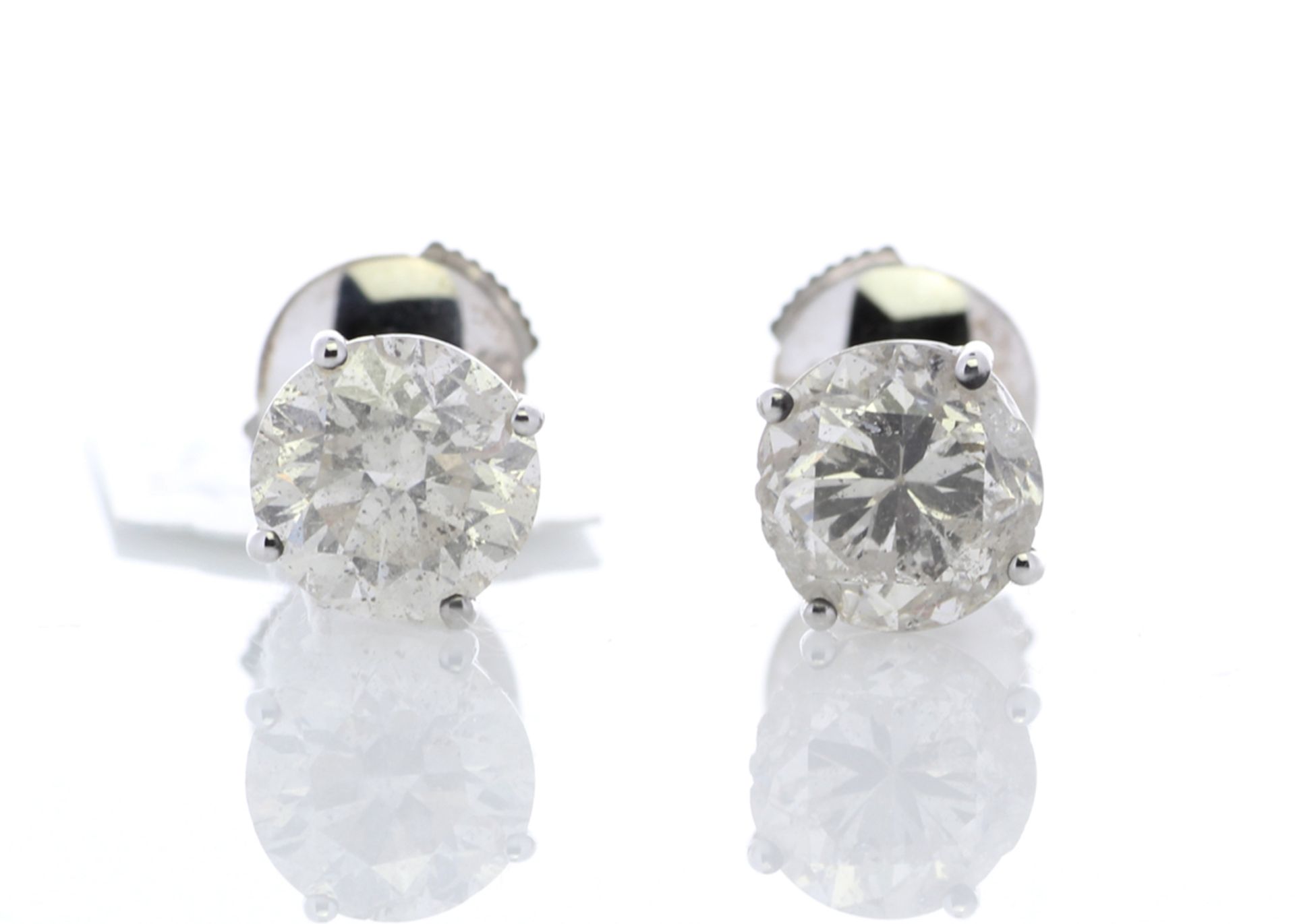 18ct White Gold Single Stone Claw Set Diamond Earring 3.49 - Image 3 of 4