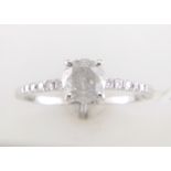 18ct White Gold Single Stone Prong Set With Stone Set Shoulders Diamond Ring 1.01