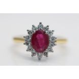 18ct Yellow Gold Diamond & Ruby Ring