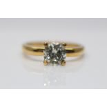 18ct Yellow Gold Ladies Diamond Solitaire Ring