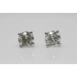 18ct White Gold Ladies Diamond Solitaire Earrings