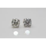 9ct White Gold Ladies Diamond Solitaire Earrings