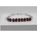 Silver Ladies Ruby Bracelet