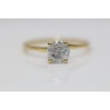 18ct Yellow Gold Ladies Diamond Solitaire Ring