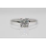 18ct White Gold Ladies Diamond Solitaire Ring