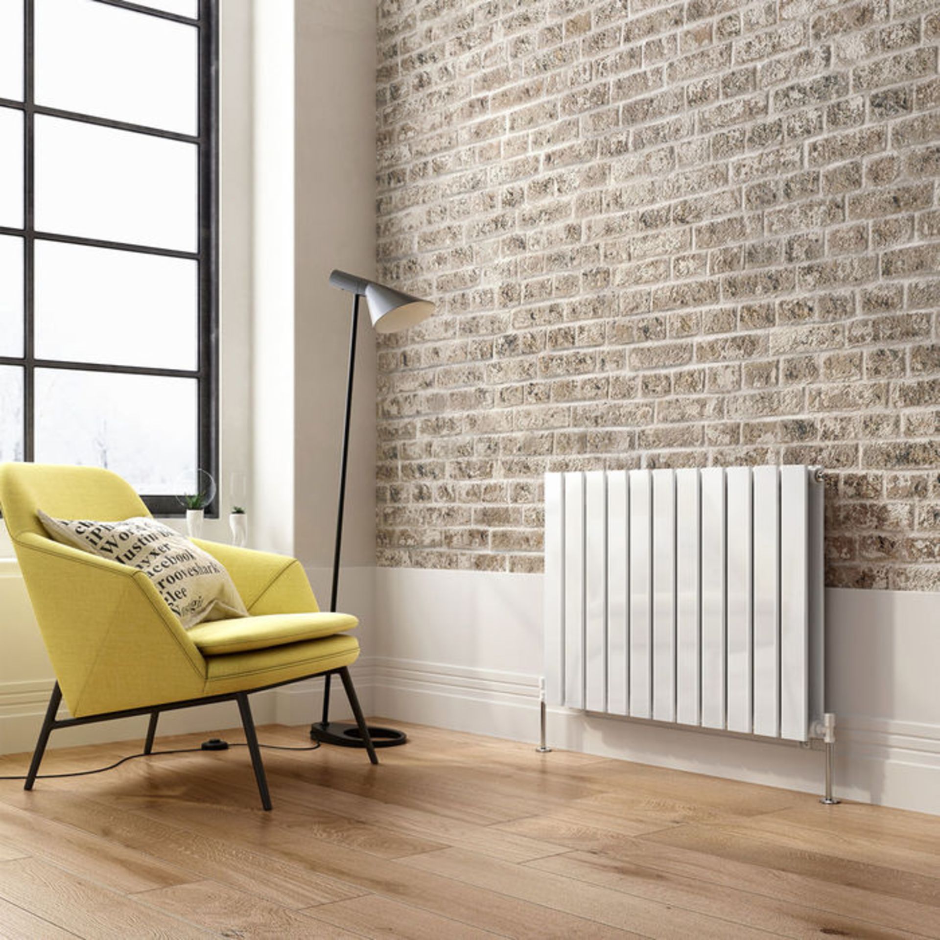 (TA191) 600x830mm Gloss White Double Flat Panel Horizontal Radiator. RRP £374.99. Made with high - Image 2 of 5