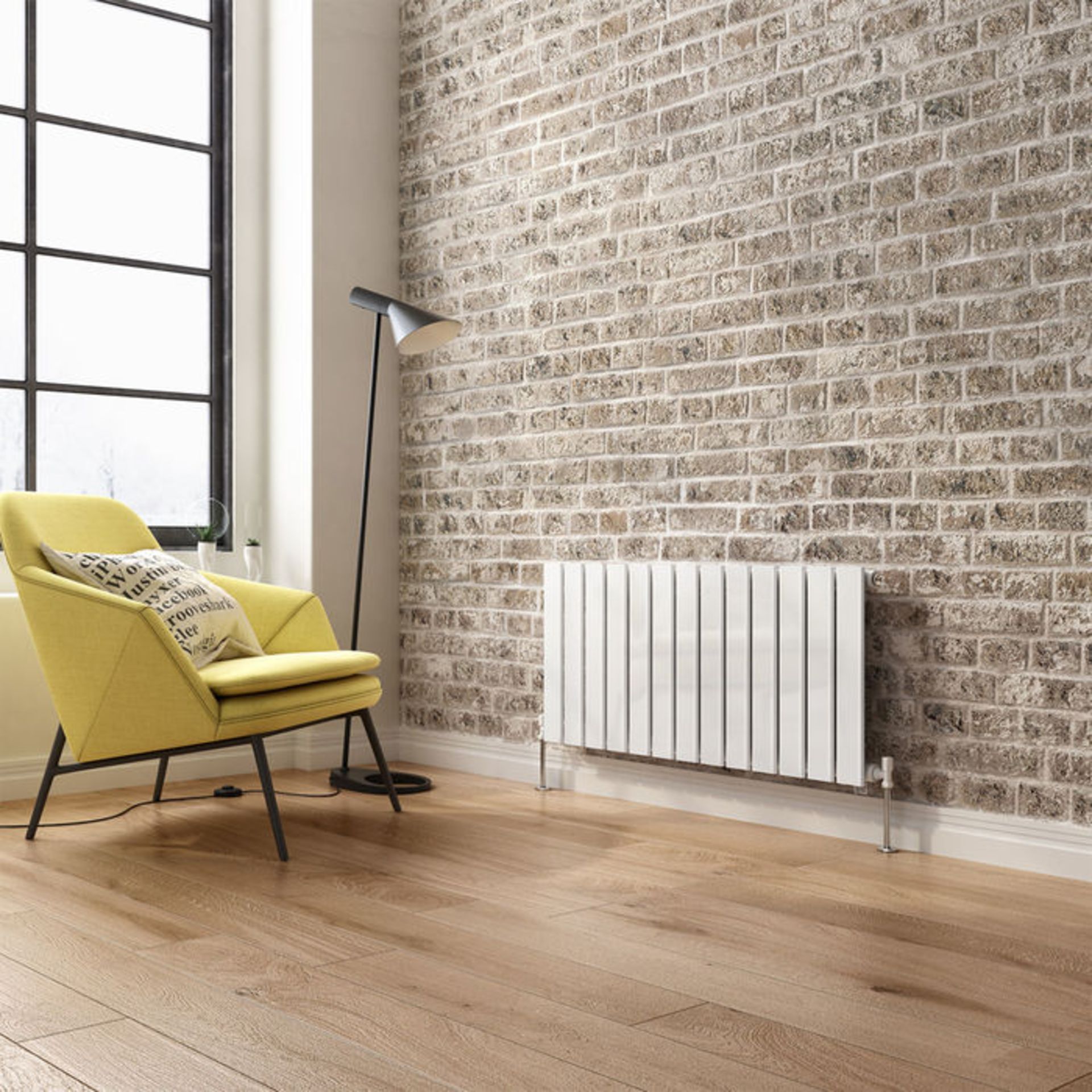 (AL119) 450x988mm Gloss White Single Flat Panel Horizontal Radiator. RRP £219.99. Made from low - Image 3 of 3