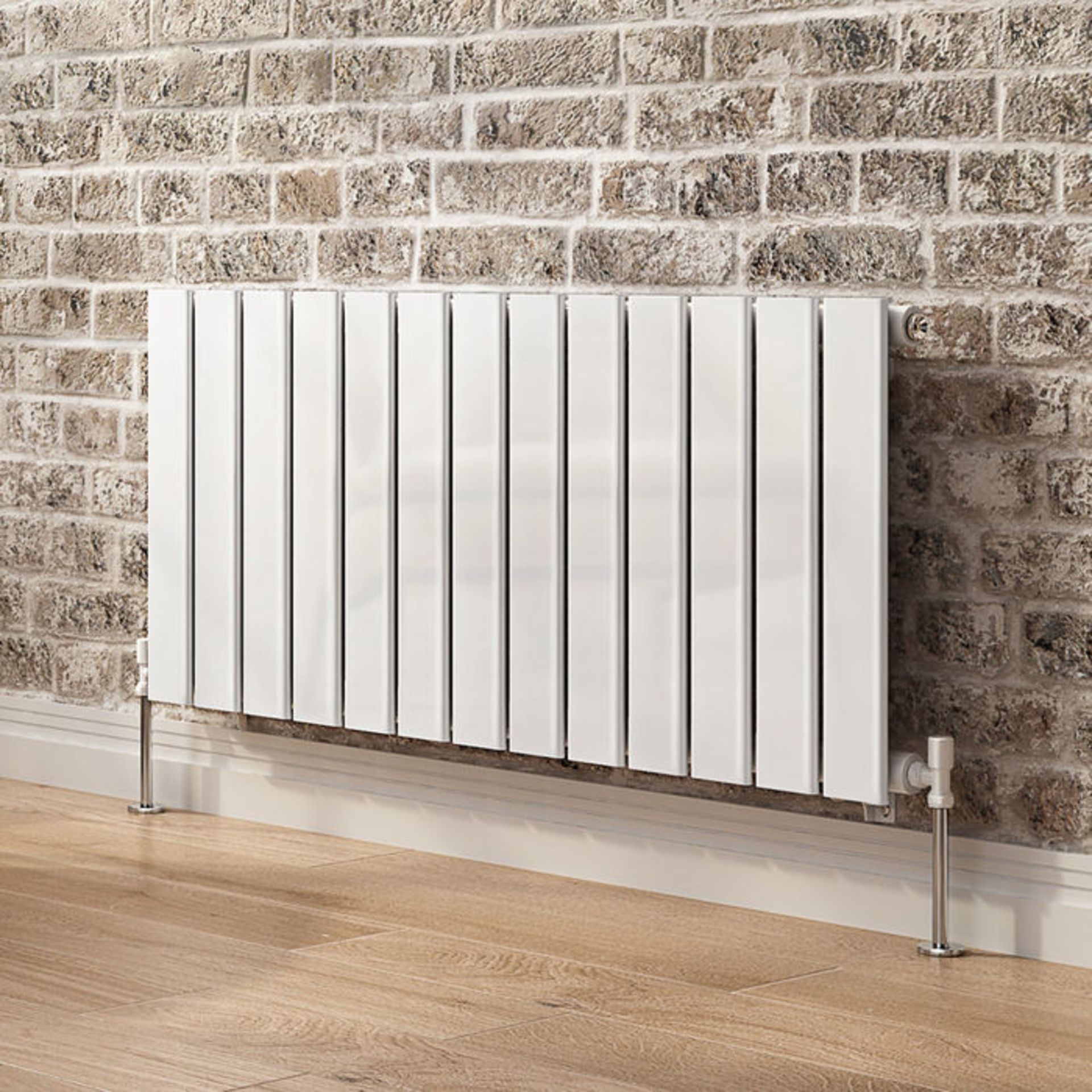 (AL119) 450x988mm Gloss White Single Flat Panel Horizontal Radiator. RRP £219.99. Made from low - Image 2 of 3
