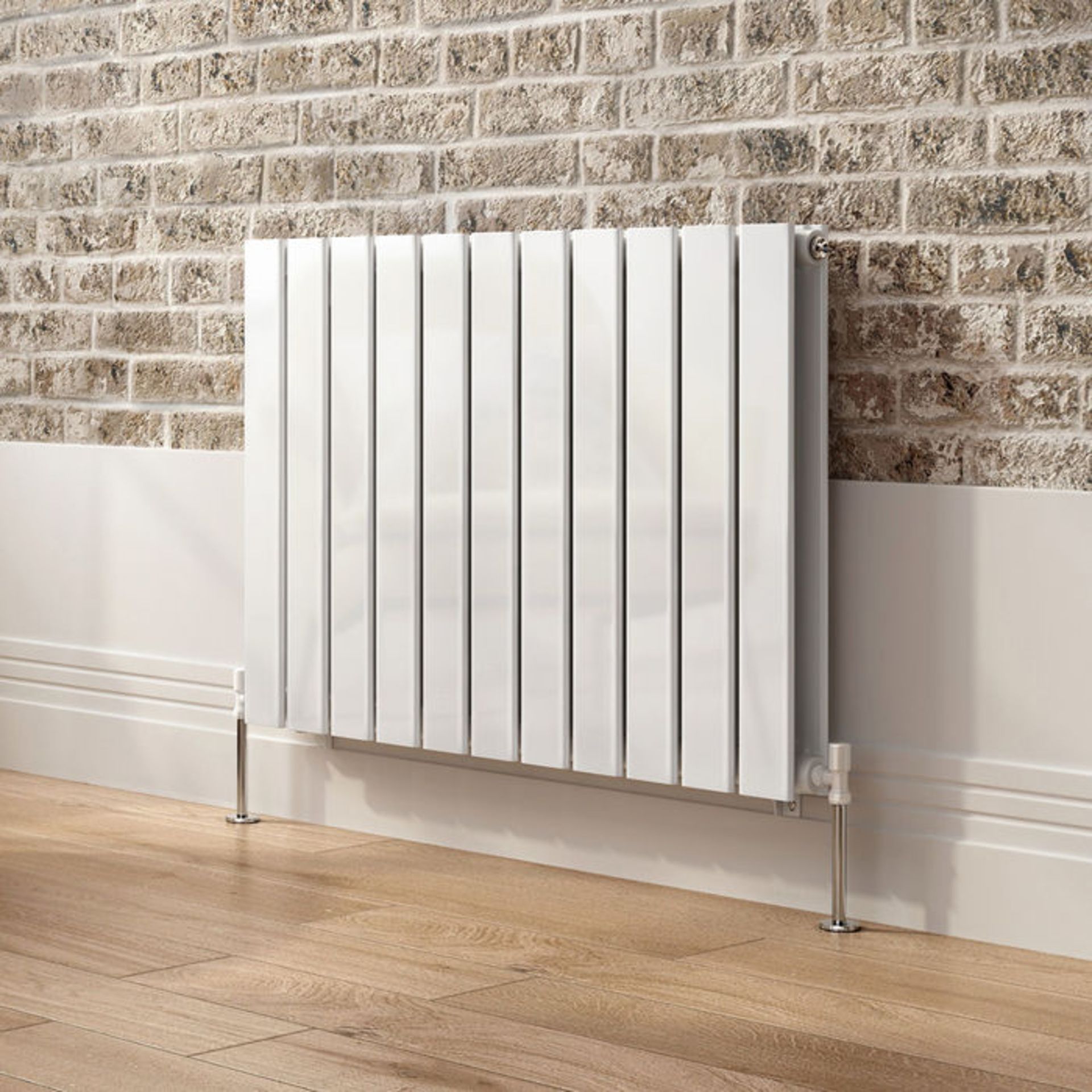 (TA191) 600x830mm Gloss White Double Flat Panel Horizontal Radiator. RRP £374.99. Made with high - Image 3 of 5