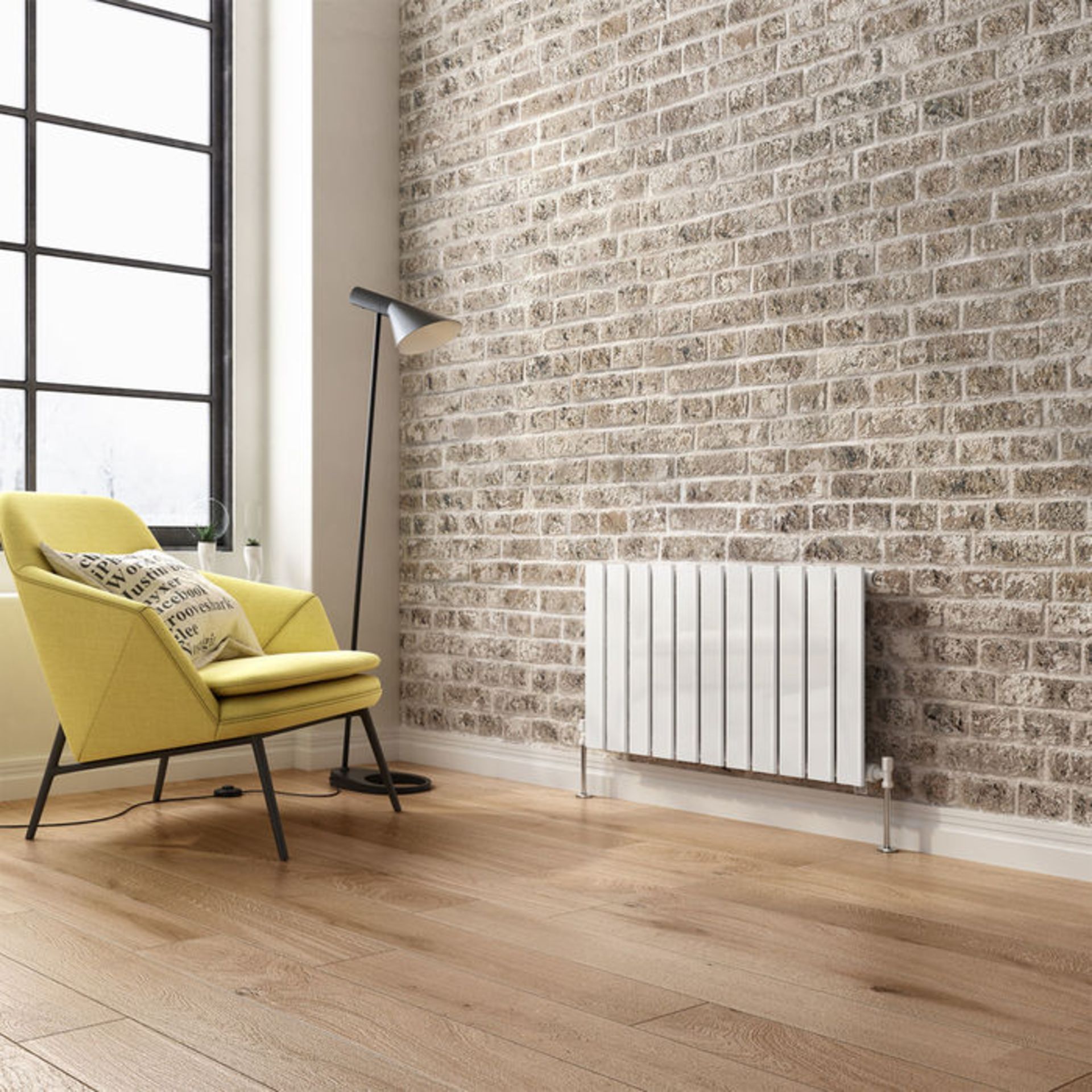 (AL208) 450x836mm Gloss White Single Flat Panel Horizontal Radiator. Made from low carbon steel with - Image 3 of 4