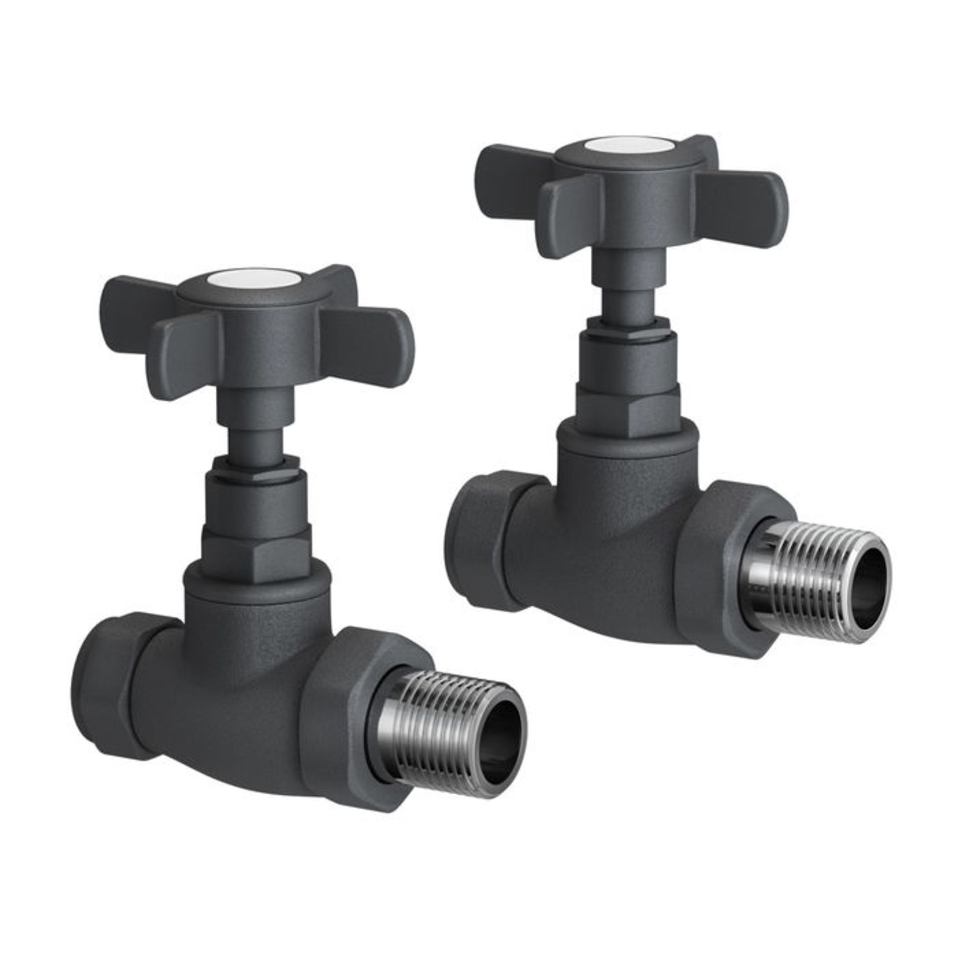 (AL271) Anthracite Standard Connection Straight Radiator Valves 15mm Contemporary anthracite