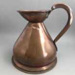 Antique Copper Victorian Ale Quart Jug With Lead Seal Makers Mark