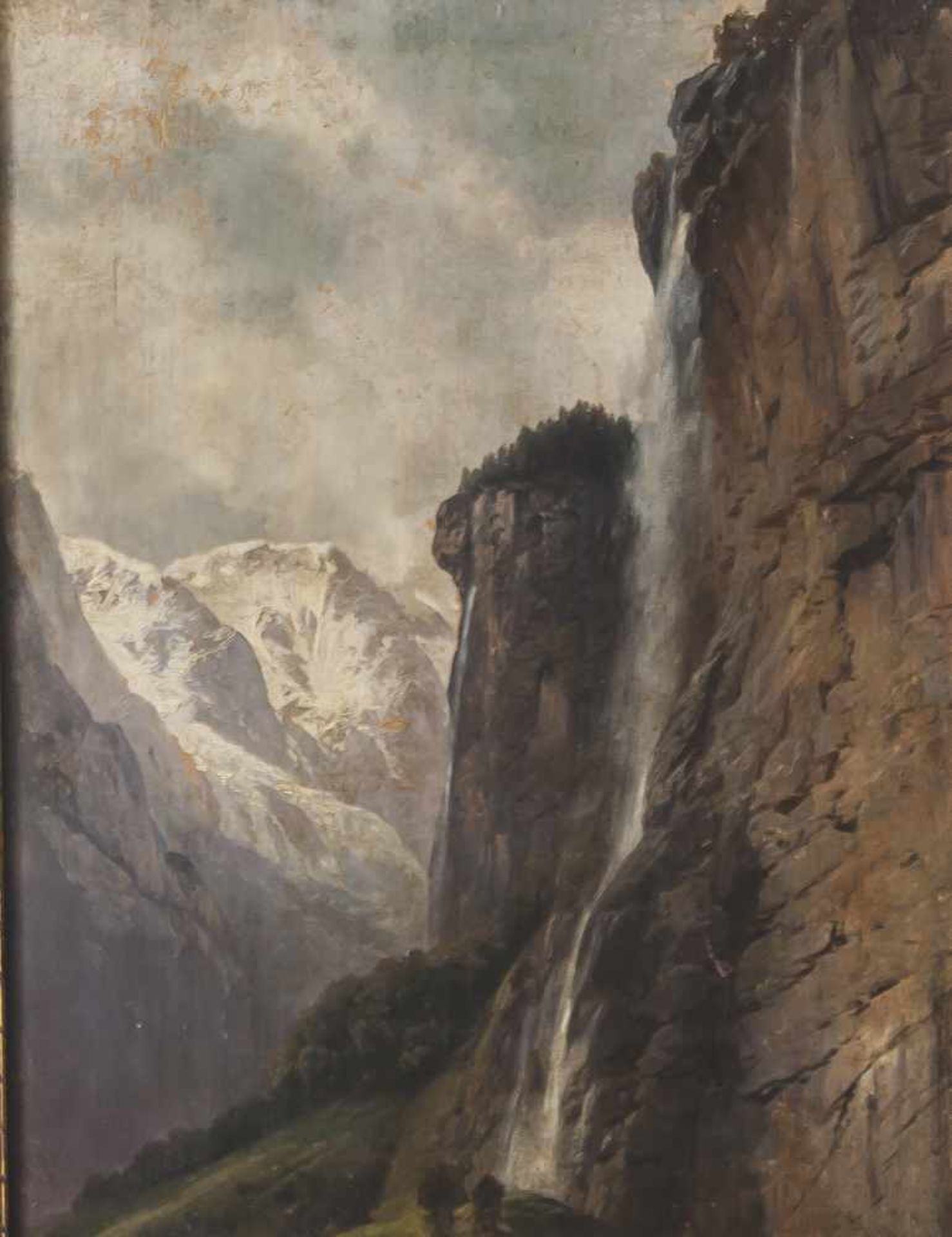 Millner, Karl (1825-1895), "Staubachfall", wohl Studie, Öl/Lw., Blick auf den Staubachfall in den