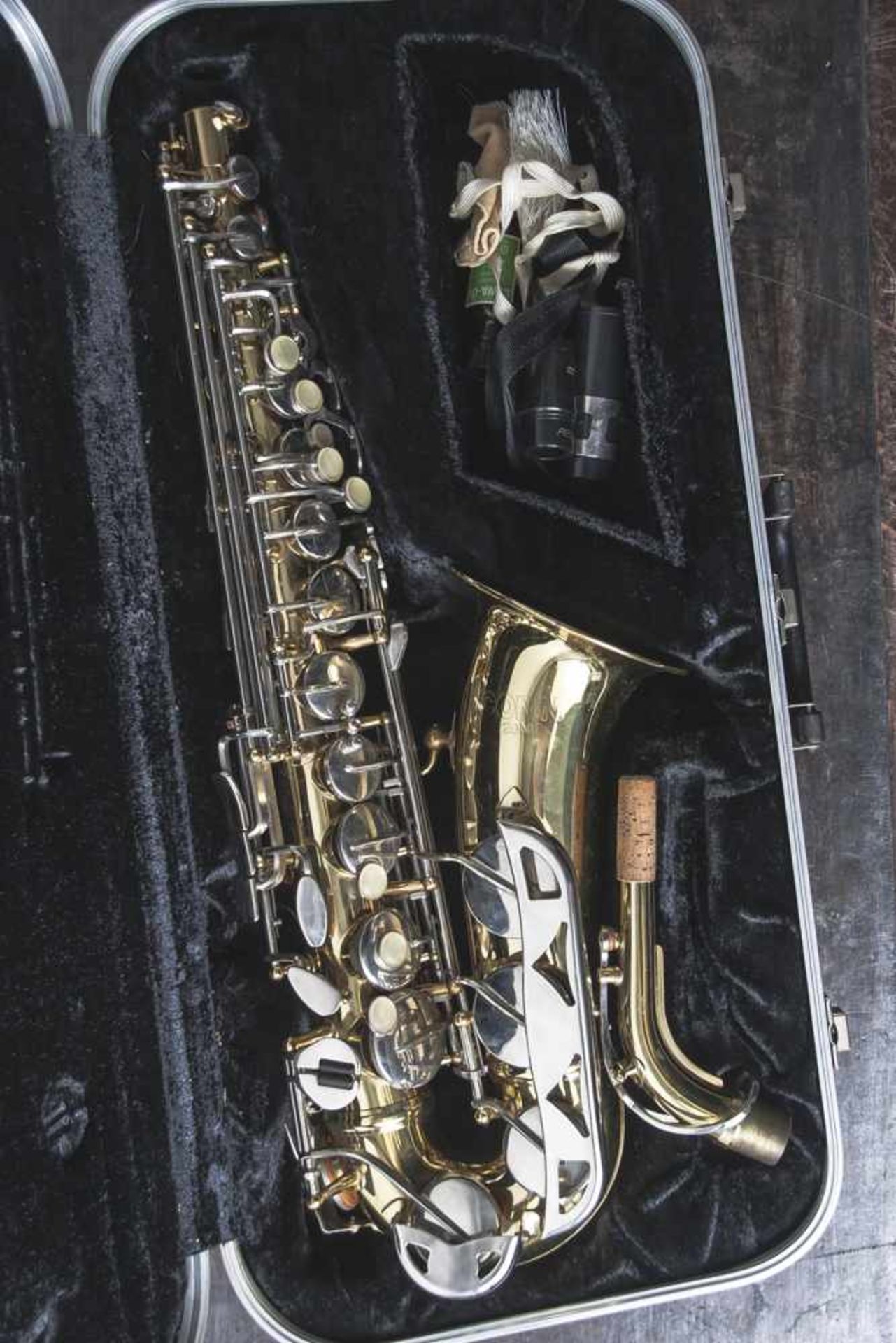 Saxophon, Conn 20 M, Eb Sopranino, Baujahr 1988, Seriennr. 3817184, Messingkorpus mit verchromten