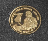 1 Münze, Cook Islands, 20 Dollar, 1996, Gold, Friedrich von Schiller 1759-1805.