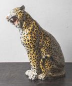 Tierfigur, wohl 1970er Jahre, unbek. Herst., Terracotta, polychrom glasiert, sitzender, brüllender
