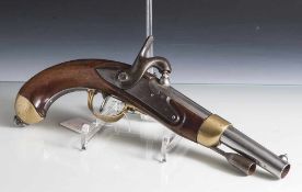 Franz. Perkussionspistole, Modell 1822 Cal. 17,6, Manufaktur Maubeuge, Truppemgestempelt, in sehr