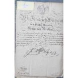 Urkunde/Patent für Carl Philipp von Martin in Bochum zum Kreisgerichtsrat von Friedrich Wilhelm