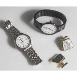 Posten Uhren/Modeschmuck, 2 Herrenarmbanduhren (Dugena Quarz, Eterna-Matic Automatik; Werk läuft