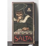 Altes Brettspiel, "Salta", original im Kasten mit Gebrauchsspuren.