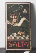 Altes Brettspiel, "Salta", original im Kasten mit Gebrauchsspuren.