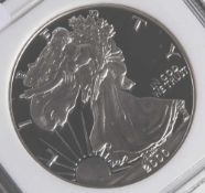 1 Dollar, 2000, Silver Eagle, Polierte Platte in Kassette eingeschweißt, 31,1 gr.= 1 Unze