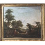 Passmore, R. (19. Jahrhundert), Romantische Flusslandschaft mit junger Bäuerin beim Wasserholen,