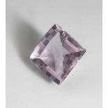 Loser Amethyst, Idar-Oberstein, ca. 104 ct, quadrat. Schachbrettschliff mit 64 Feldern, z. T. pol.