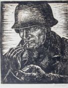 Cauer, Walter (1905-1995), "Soldat", Linolschnitt, re. u. sign., li. u. bez., ca. 21 x 26 cm. PP,