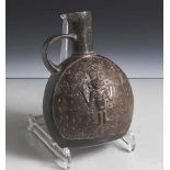 Tongefäß in Feldflaschenform, präkolumbianisch, Chimu-Kultur (900-1470 n. Chr.), grauer Scherben,