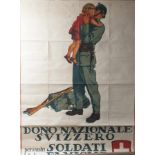Italienisches/schweizer Kriegsanleihe Werbeplakat, Aufschrift "Dono Nazionale Svizzero per inostri