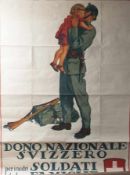 Italienisches/schweizer Kriegsanleihe Werbeplakat, Aufschrift "Dono Nazionale Svizzero per inostri