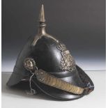 Helm Mod. 1848 für Mannschaften der Landwehrinfanterie Bayern, schwarz gelackte Lederglocke,