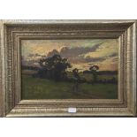 Heilmair, Josef (1843-1923), Landschaft bei Aschering, Öl/Lw., ca.25x39 cm. Holzrahmung.