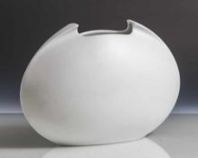 Vase "Tasca", Rosenthal, Entw.: Lino Sabattini, grüne Manufakturmarke, Weißporzellan, flache