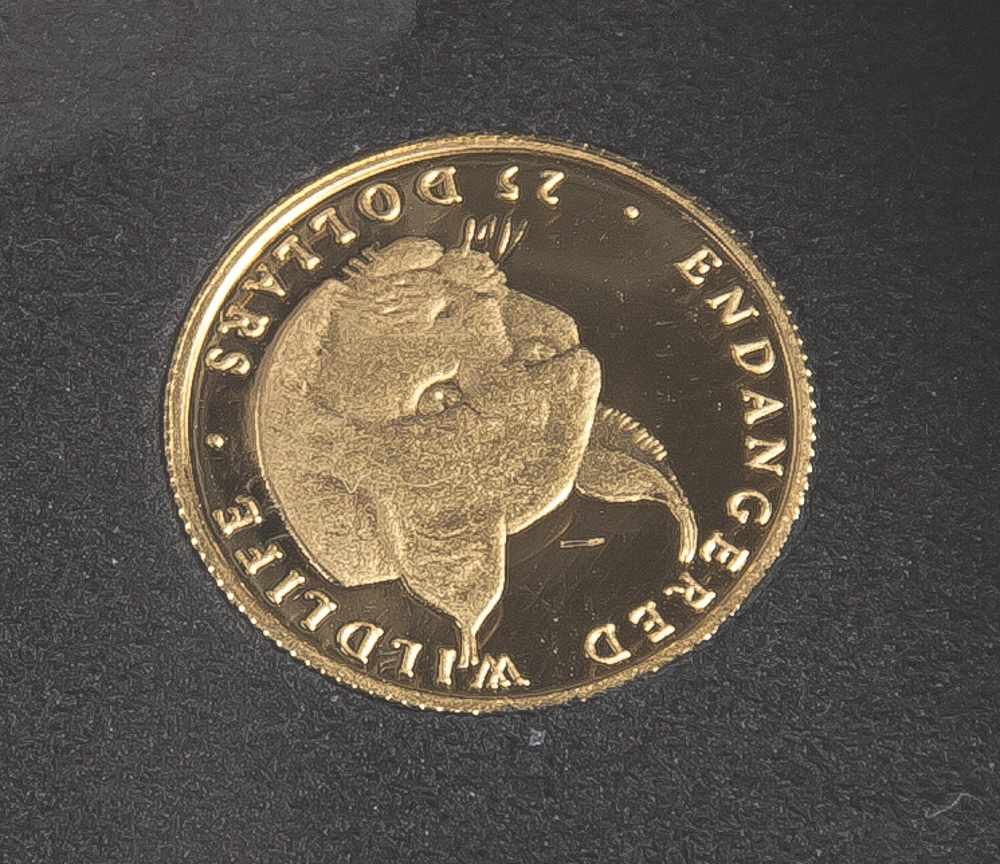 1 Münze, Cook Islands, 25 Dollar, 1990, Gold, Endangered Wildlife.
