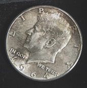 1 Münze, USA, 50 Cents, 1964, Silber, John F. Kennedy, Stempelglanz.