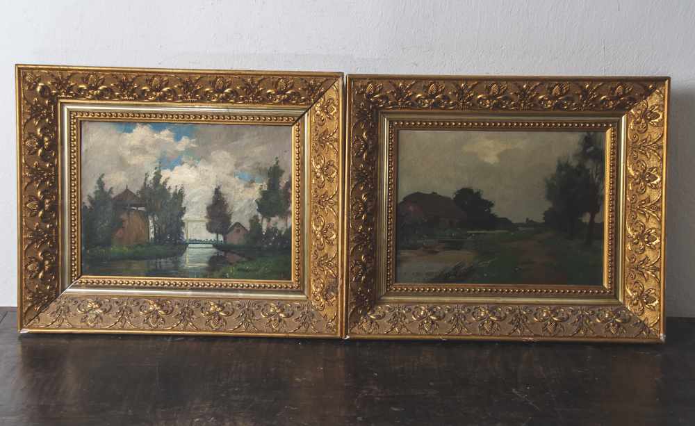 Gemäldepaar, Unbekannter Künstler, wohl Niederlande, 19./20. Jahrhundert, a) Herbstliche